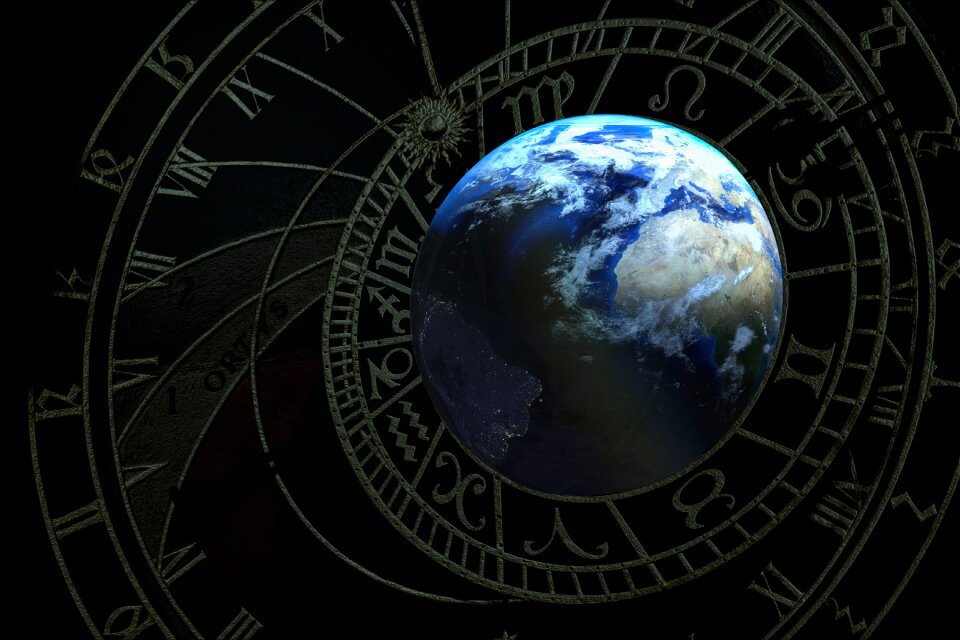 Mysticism zodiac sign world clock