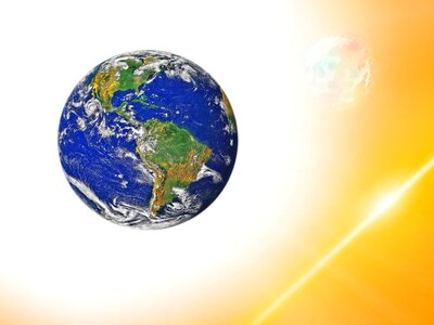 Sun terrestrial globe continents