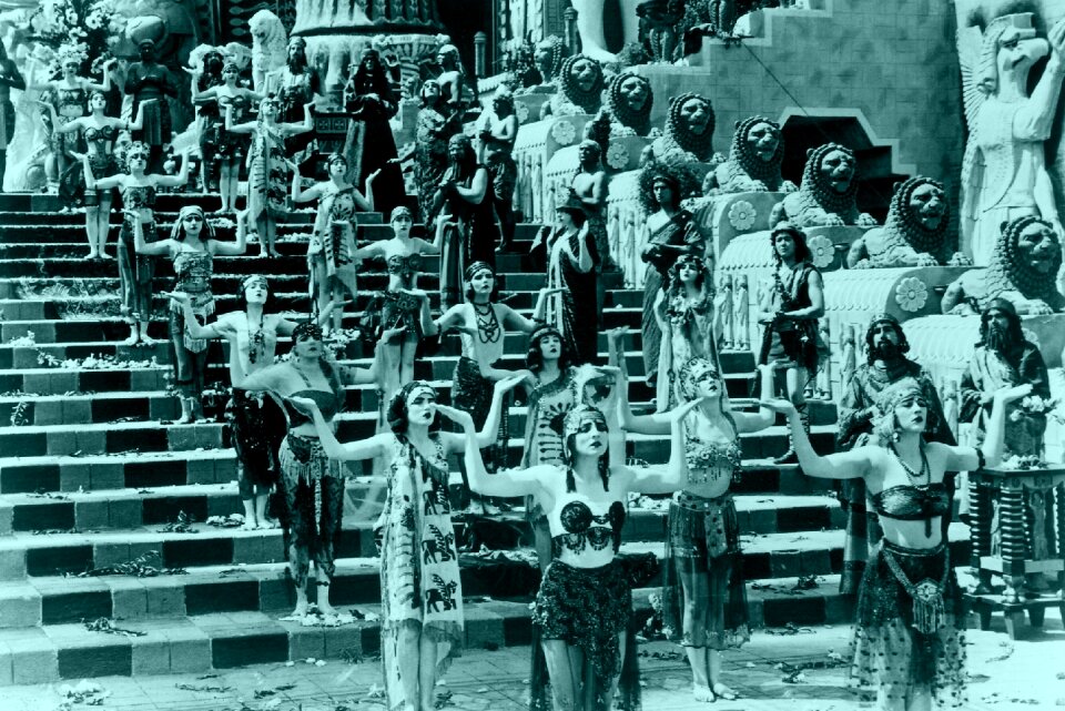 Silent film stairway ancient times