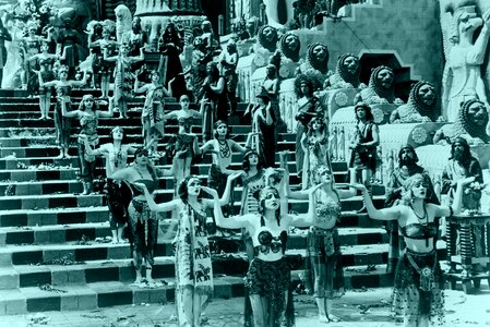 Silent film stairway ancient times