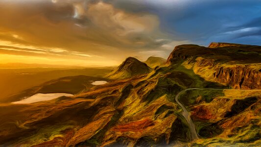 Landscape mountains sunset