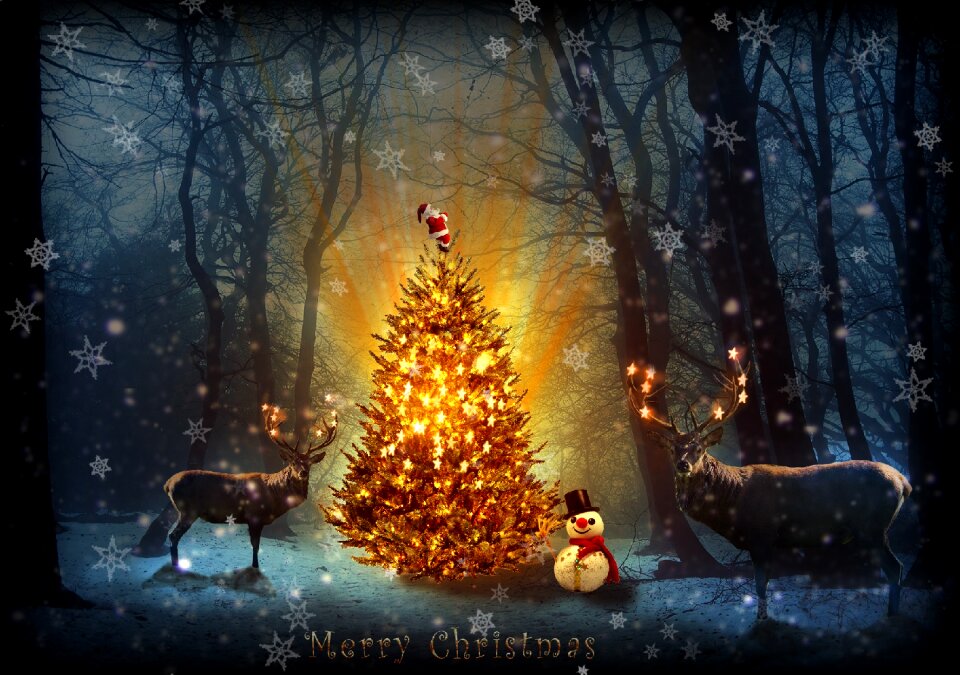 Christmas tree snowman Free illustrations