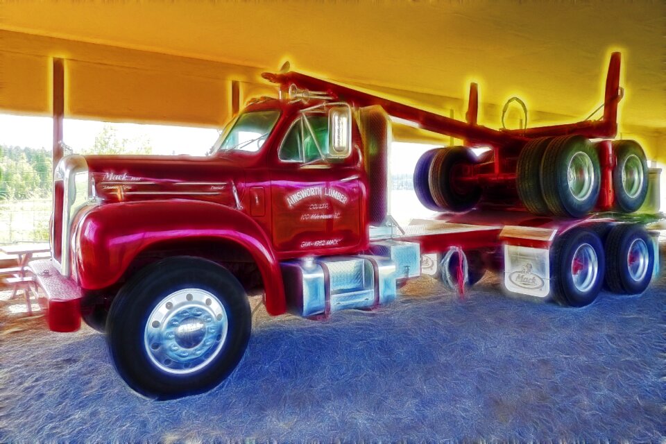 Canada old logging truck red