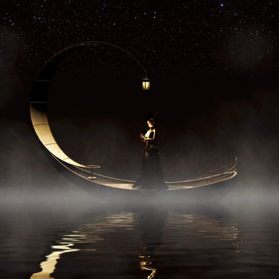 Woman mirroring ship