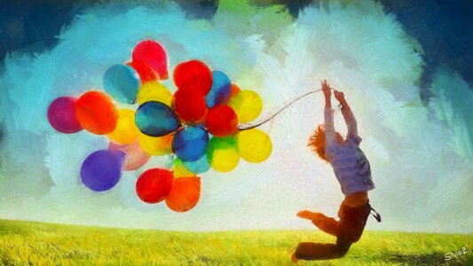 Watercolour child jump