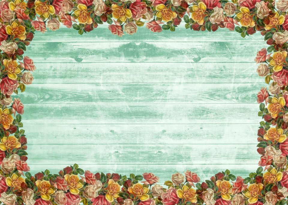Bouquet of roses frame shabby
