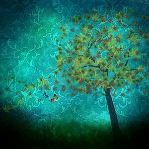Tree wallpaper blue