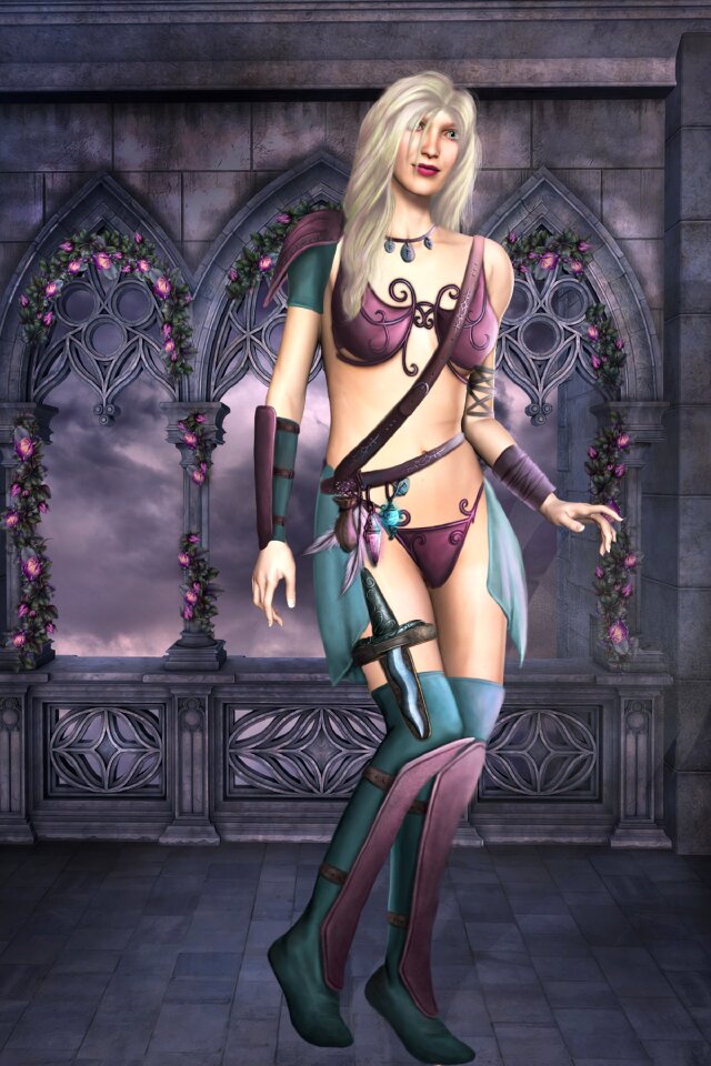Warrior pose 3d