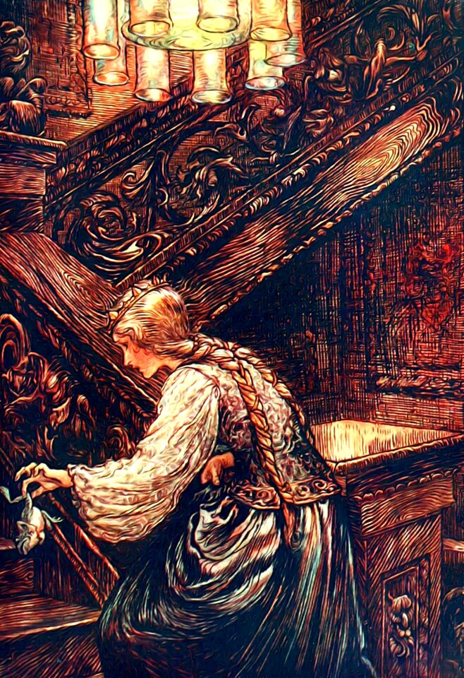 Fantasy book illustration vintage