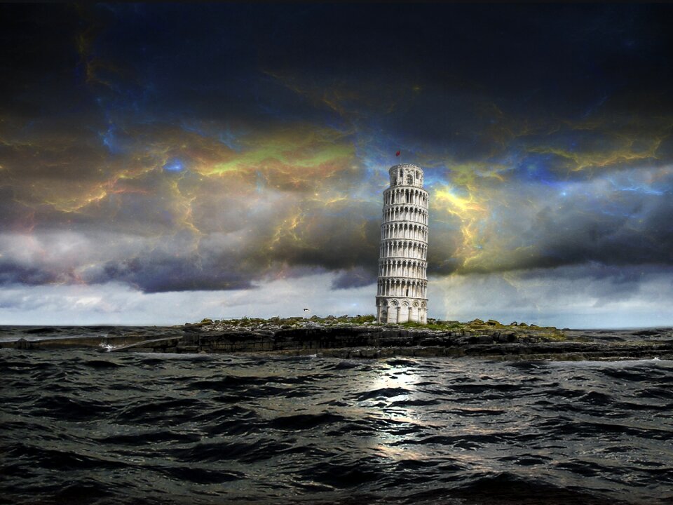 Climate flood landmark