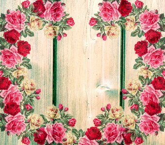 On wood romantic flowers