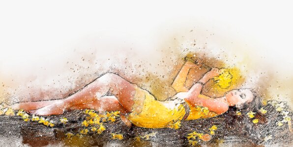 Vintage girl watercolor