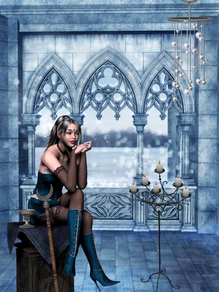 Blue candle woman
