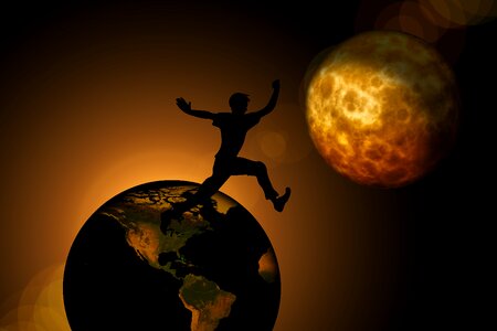 Silhouette self confidence jump