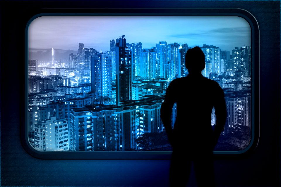 Top view man silhouette