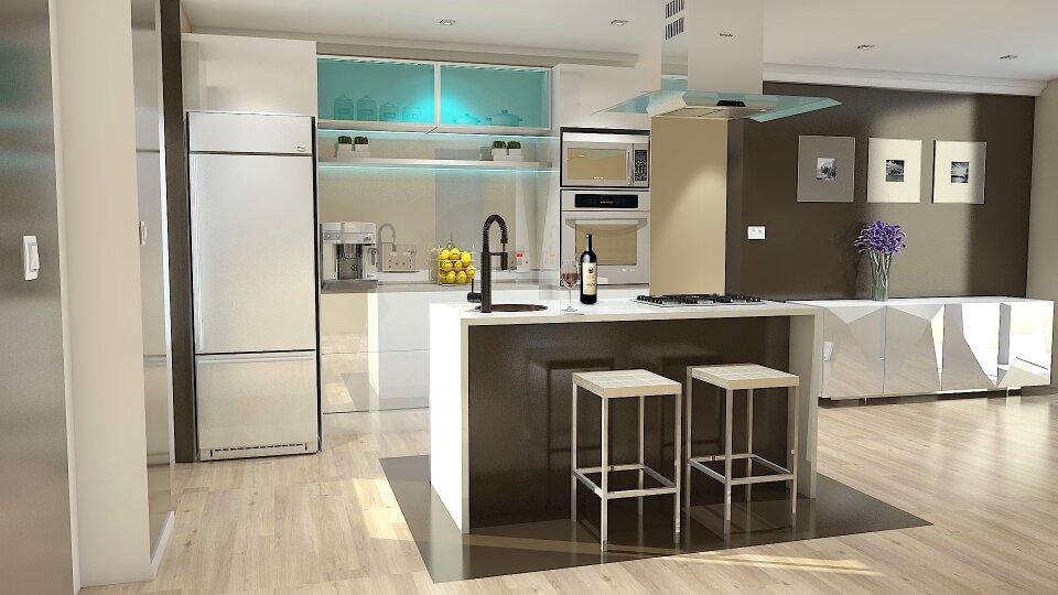 Open space interior design kitchen
