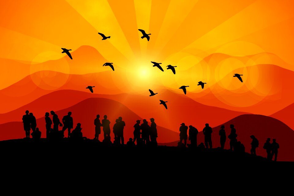 Viewers silhouettes group