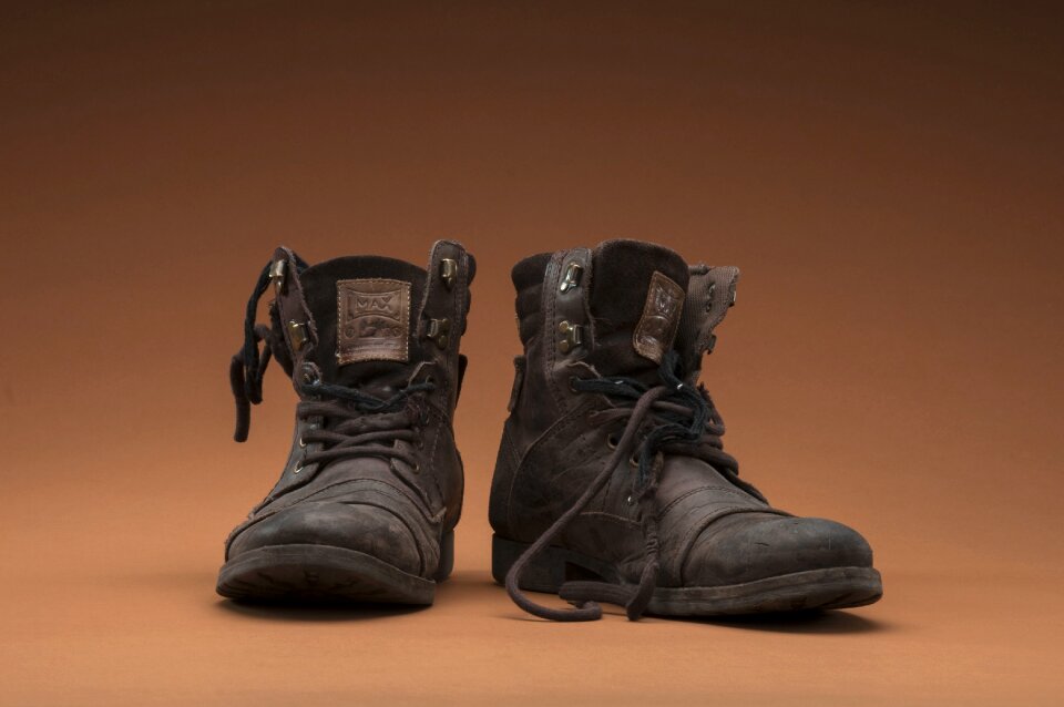Homeless man leather brown