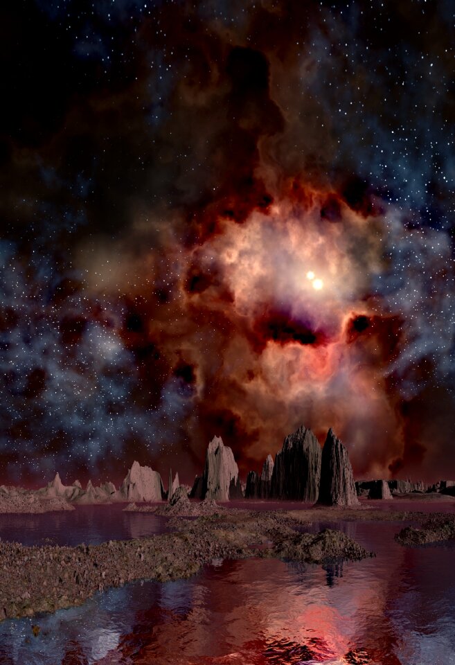 Double sun gas clouds star birth