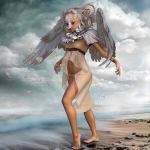 Woman girl flying