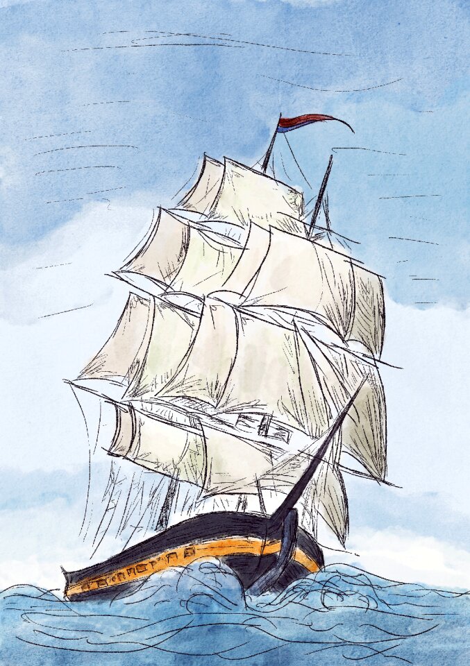 Frigate sea Free illustrations