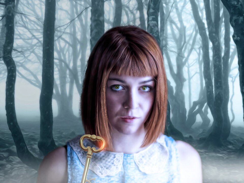 Woman fantasy woman dark forest