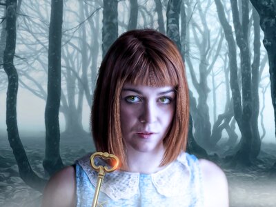 Woman fantasy woman dark forest