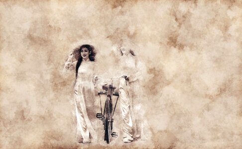 Walk bicycle sepia