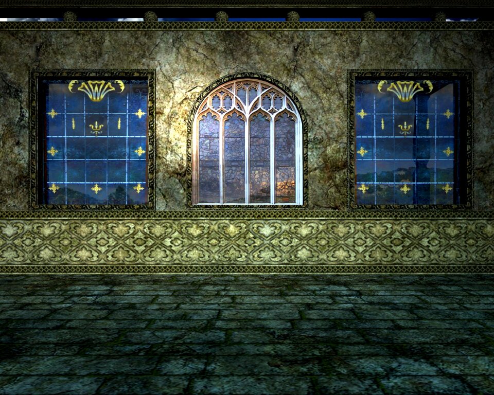 Room-interior room-wall stone floor