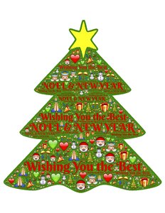 Greeting green and red decoration