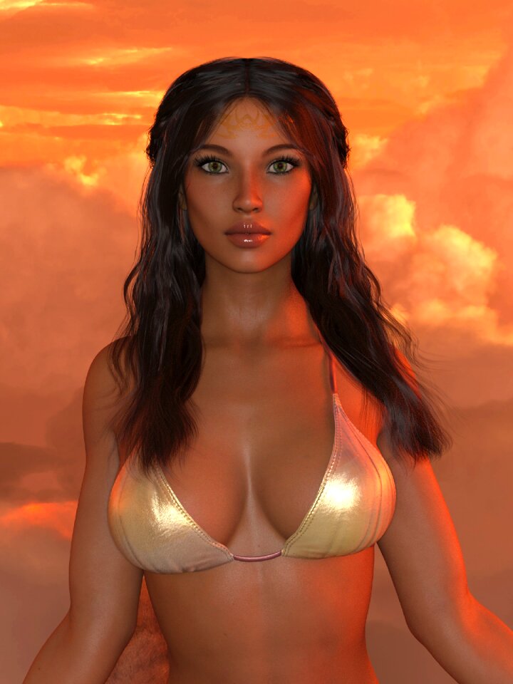 Figures hair sunset