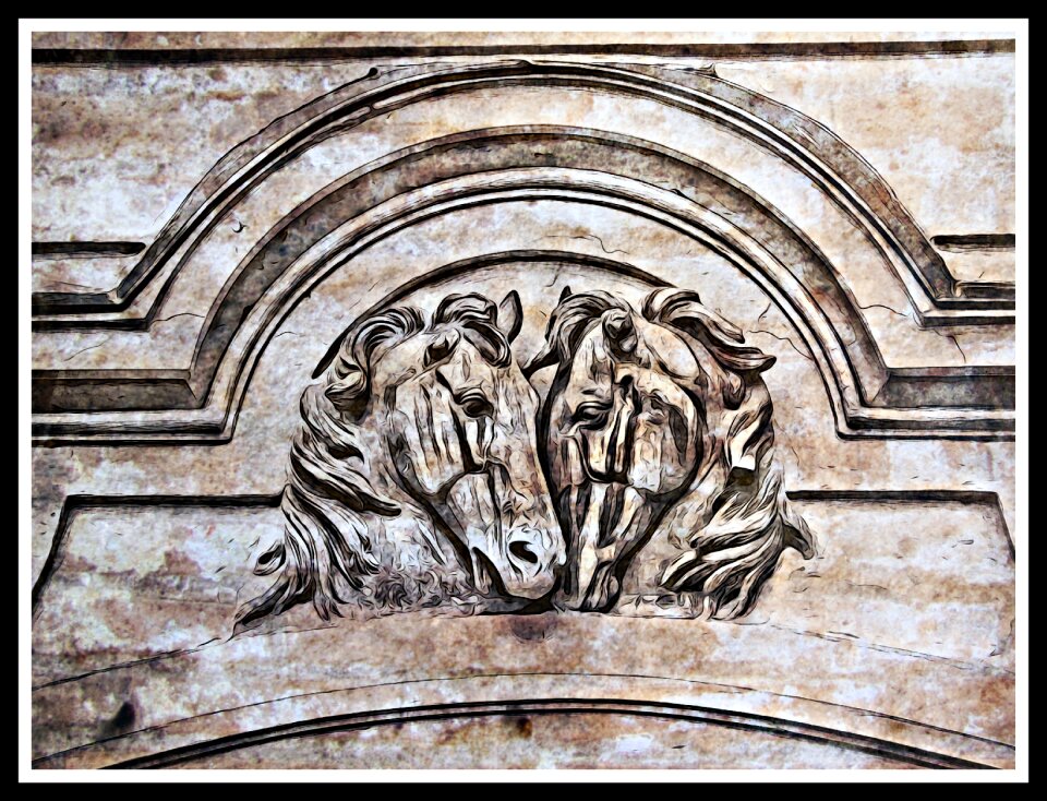 Graphics horses stone