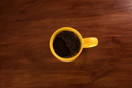 Black cup of coffee cafe