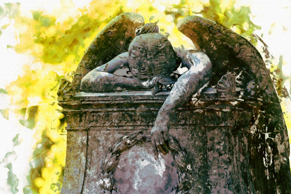 Angelic gothic tombstone