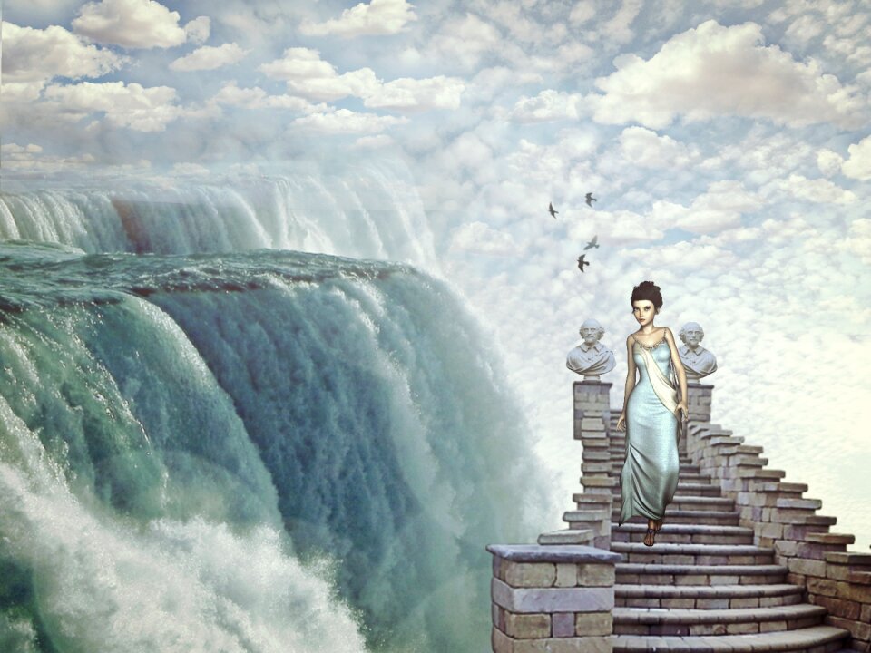 Girl woman stairs