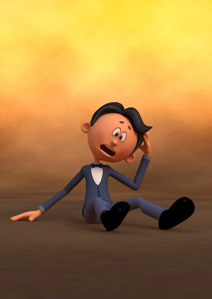 On the floor 3d figure brown business