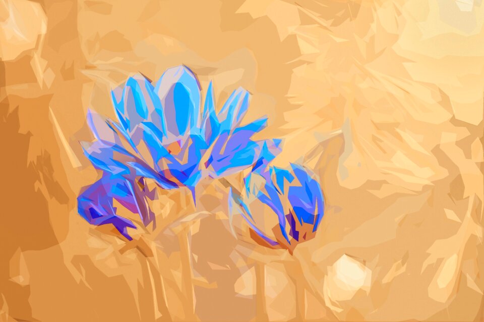 Blue flowers beige gentle