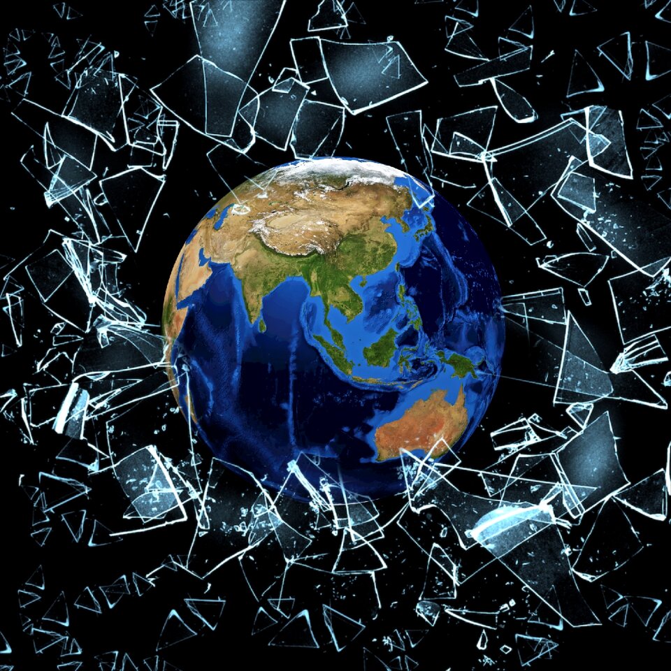 World broken glass develop