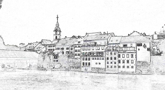 Swiss city old town view Free illustrations