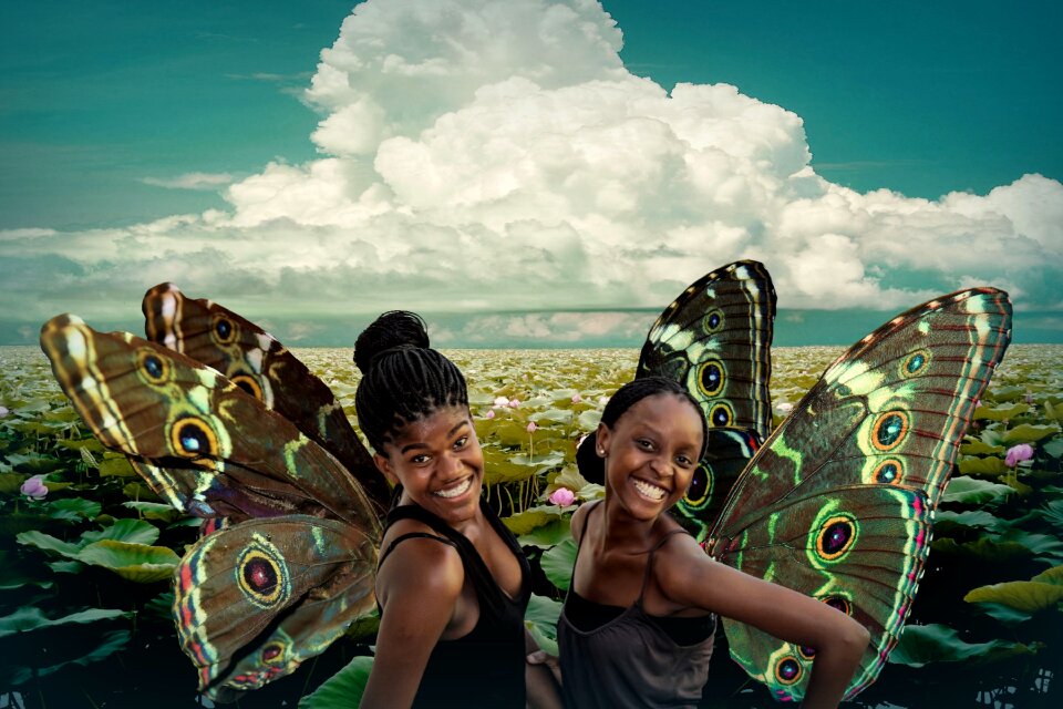 Girls butterfly imagination