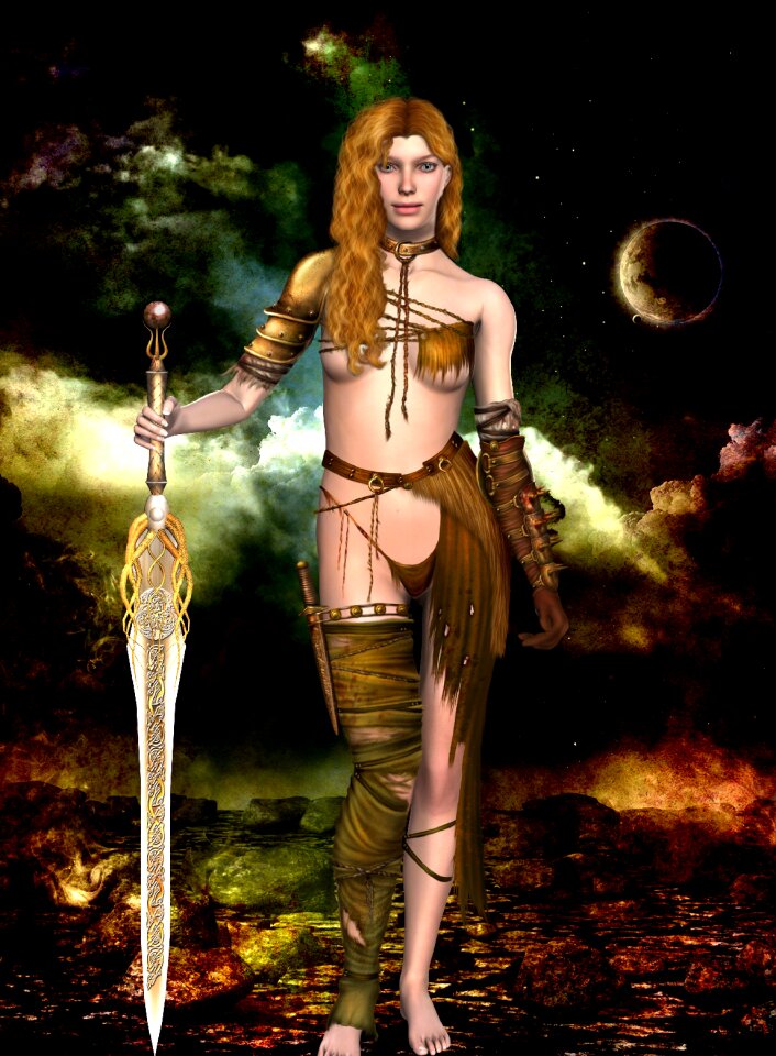 Sword warrior pose