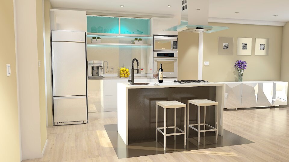 Open space interior design kitchen