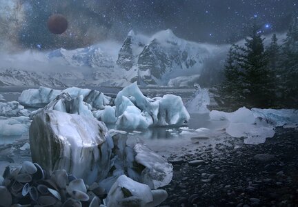 Blue cold ice