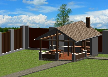 Design gazebo with barbecue Free illustrations