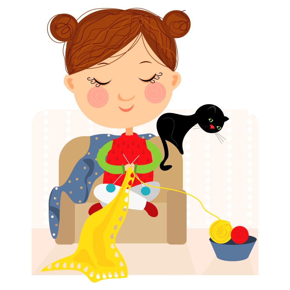 Girl needles to knit