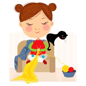 Girl needles to knit