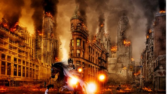 Explosion fireball city