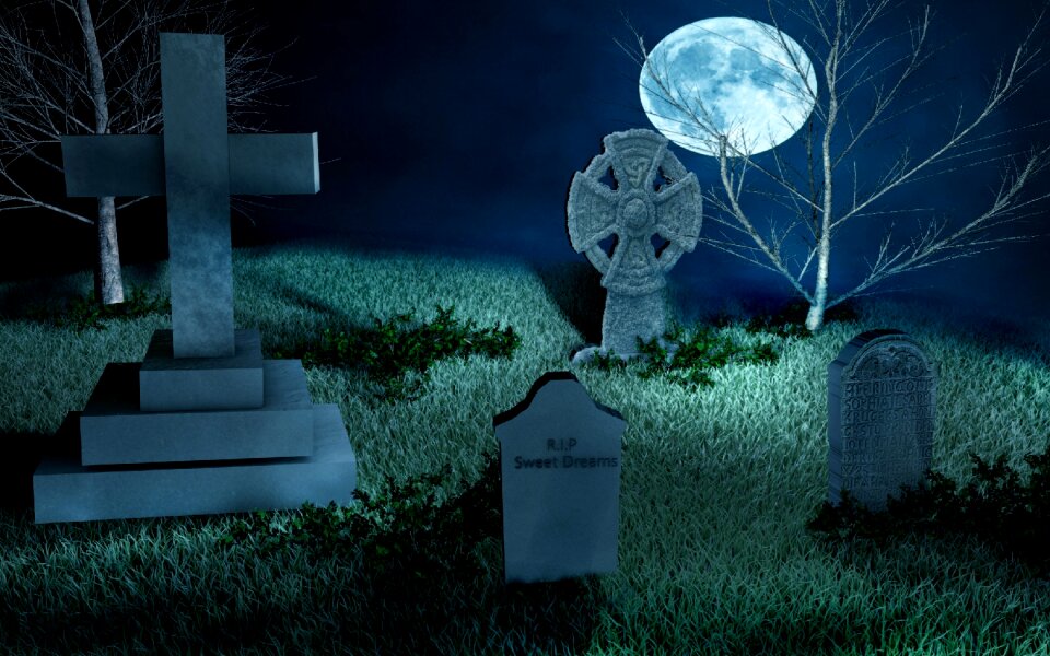 Tombstone old cemetery trees