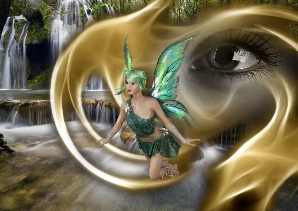 Flying eye woman