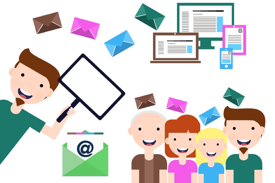 Happy people electronic flyer information leaflet